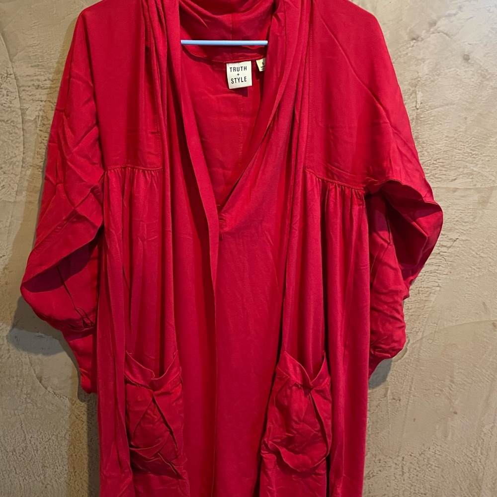 Truth + Style Red Hooded Tunic - Picture 1 of 3